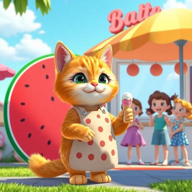 Book cover of the story titled: Kitty's Watermelon Ice Cream Shop
