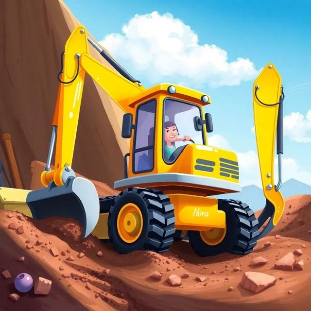 Portada del libro de la historia titulada: La Aventura de Nora la Excavadora