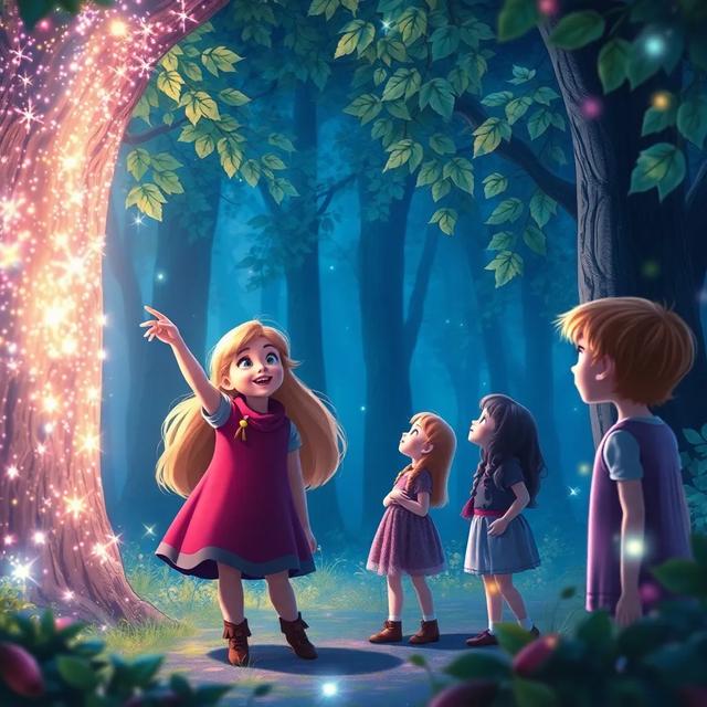 Portada del libro de la historia titulada: La Aventura en el Bosque Encantado