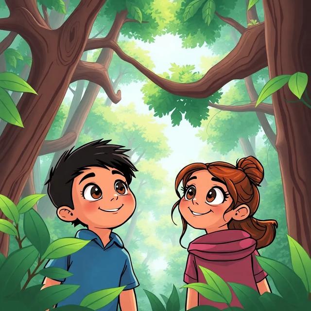 Portada del libro de la historia titulada: La Aventura en la Selva de Diego y Sofía