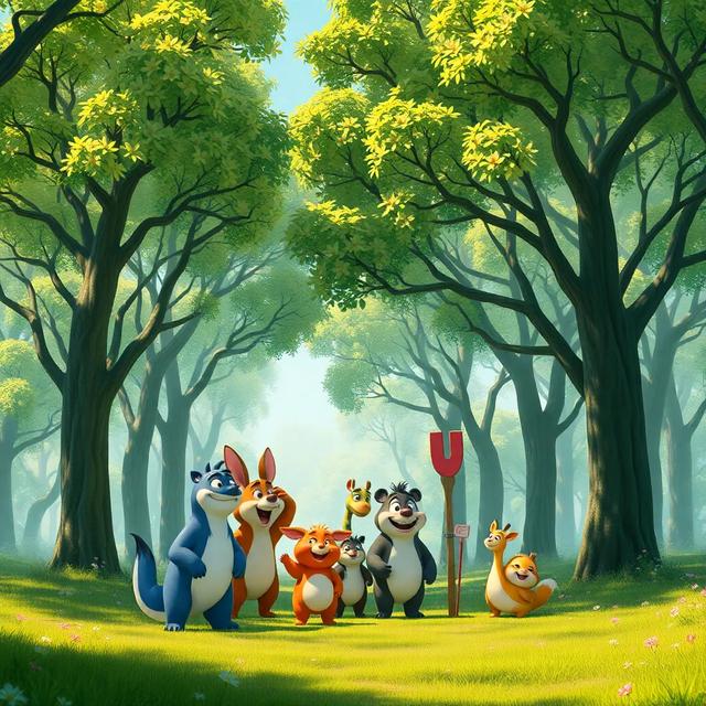 Portada del libro de la historia titulada: La Carrera de los Animales del Bosque