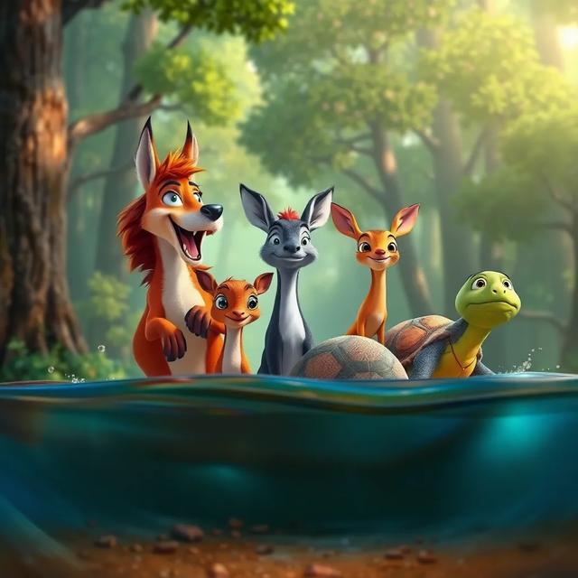 Portada del libro de la historia titulada: La carrera de los animales del bosque