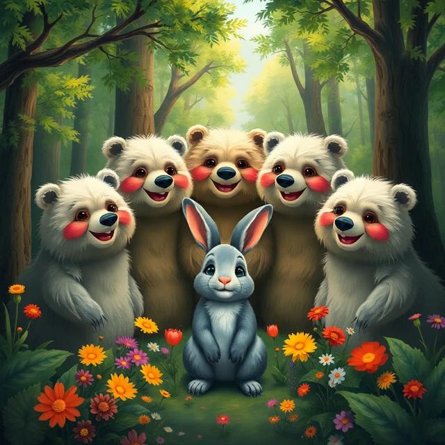 Portada del libro de la historia titulada: La Comunidad de los Osos y el Conejo