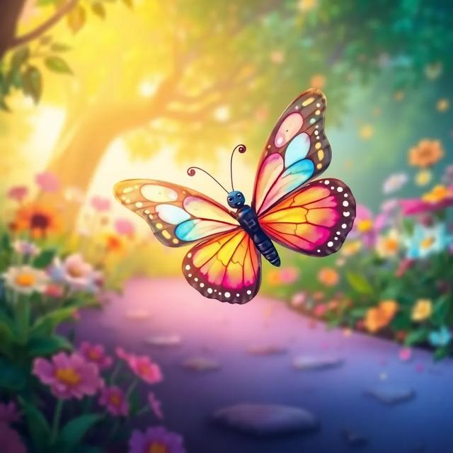Portada del libro de la historia titulada: La mariposa y el jardín encantado