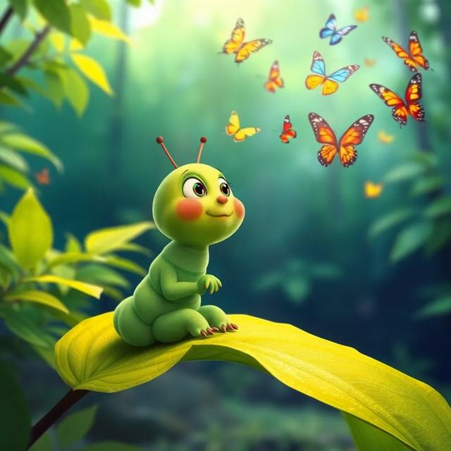 Portada del libro de la historia titulada: La oruga que quería ser mariposa