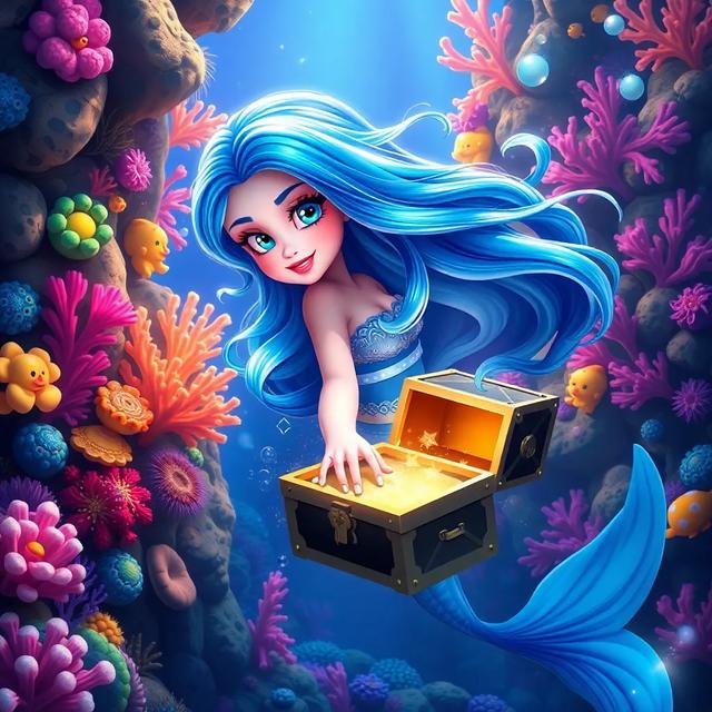 Portada del libro de la historia titulada: La sirena y el tesoro del mar