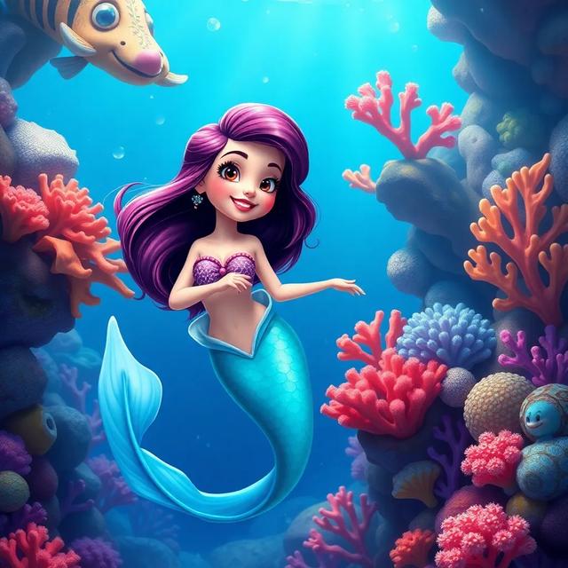 Portada del libro de la historia titulada: La sirena y su cola mágica