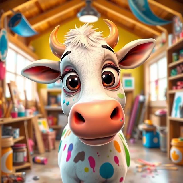 Portada del libro de la historia titulada: La vaca que quería pintar
