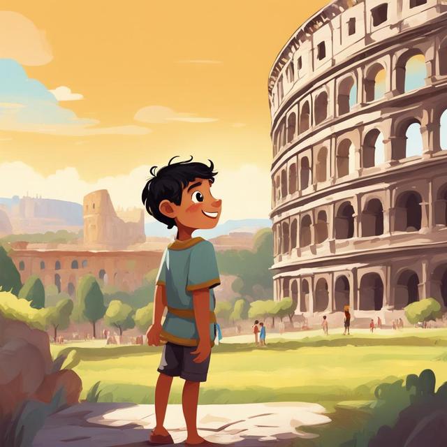 Portada del libro de la historia titulada: Las Aventuras de Lucio, el Pequeño Constructor Romano