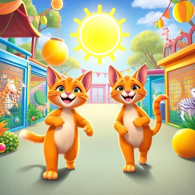 Portada del libro de la historia titulada: Los Gatos Naranjas en el Zoológico