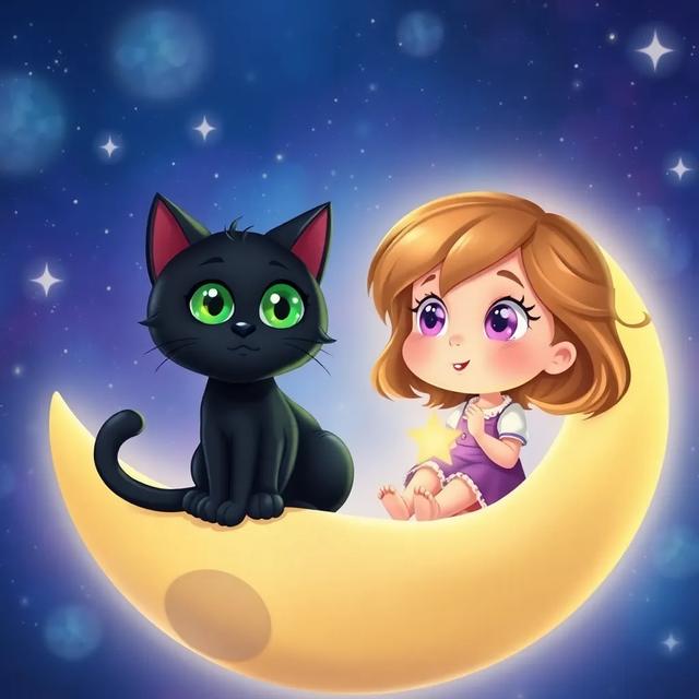 Book cover of the story titled: Luna the Moon Cat and Starlight the Girl