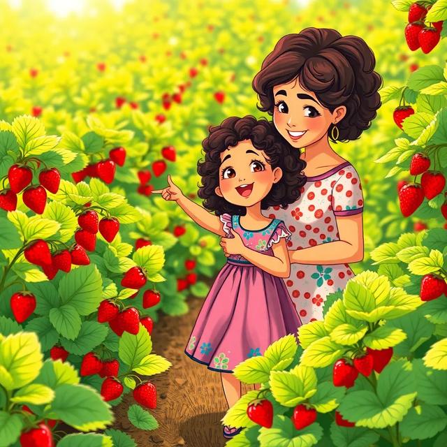 Portada del libro de la historia titulada: Mama y Hija en el Jardín de Fresas
