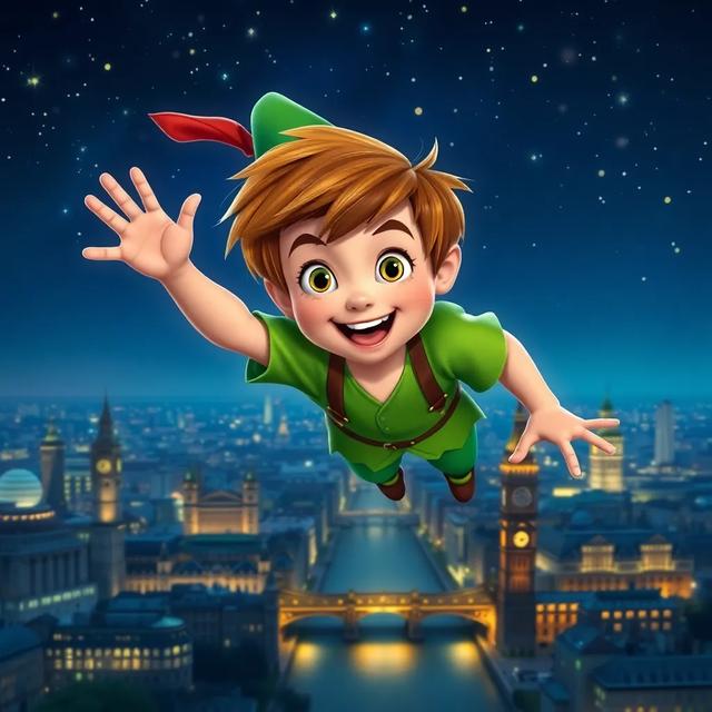 Book cover of the story titled: Peter Pan's Adventure in Neverland