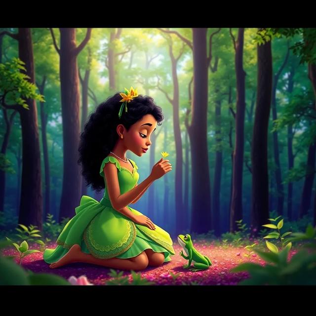 Book cover of the story titled: Princess Tiana and the Magic Frog