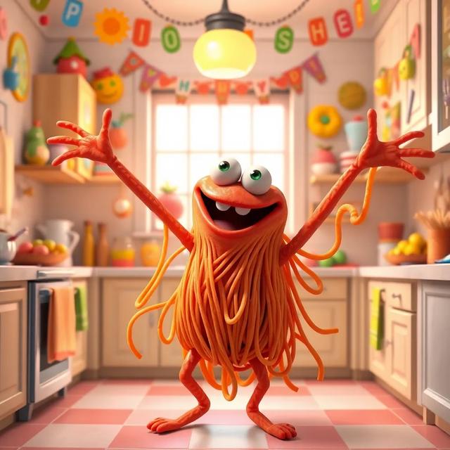 Book cover of the story titled: Sammy the Spaghetti Monster’s Pasta Party