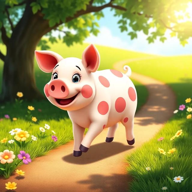 Book cover of the story titled: The Adventure of Penny the Polka-Dot Pig