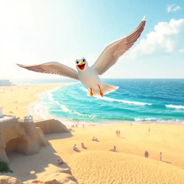 Book cover of the story titled: The Adventures of Sparky the Seagull