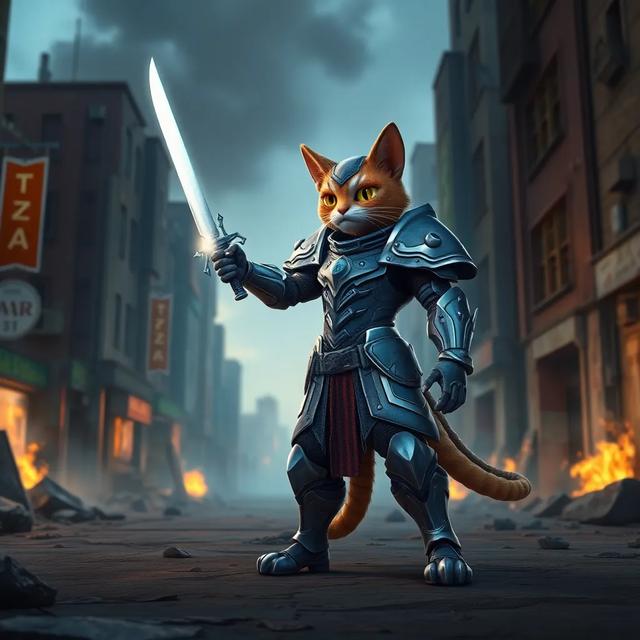 Book cover of the story titled: The Armored Cat's Epic Battle