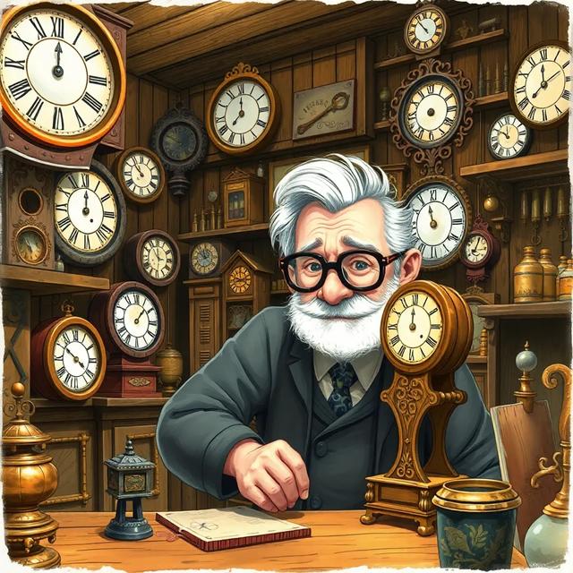 Book cover of the story titled: The Clockmaker's Magical Storytelling Clock