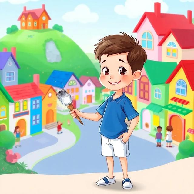 Book cover of the story titled: The Colorful Village and the Magic Brush