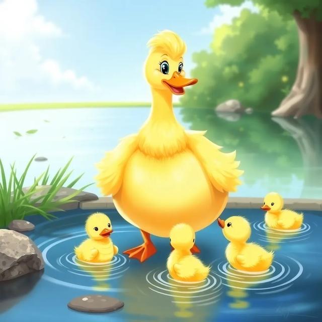 Book cover of the story titled: The Duck and Her Children