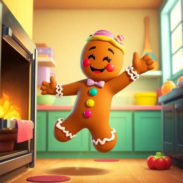 Book cover of the story titled: The Gingerbread Man's Speedy Escape