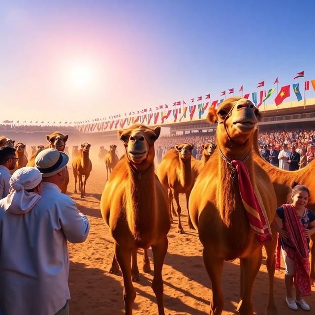 Book cover of the story titled: The Great Camel Race