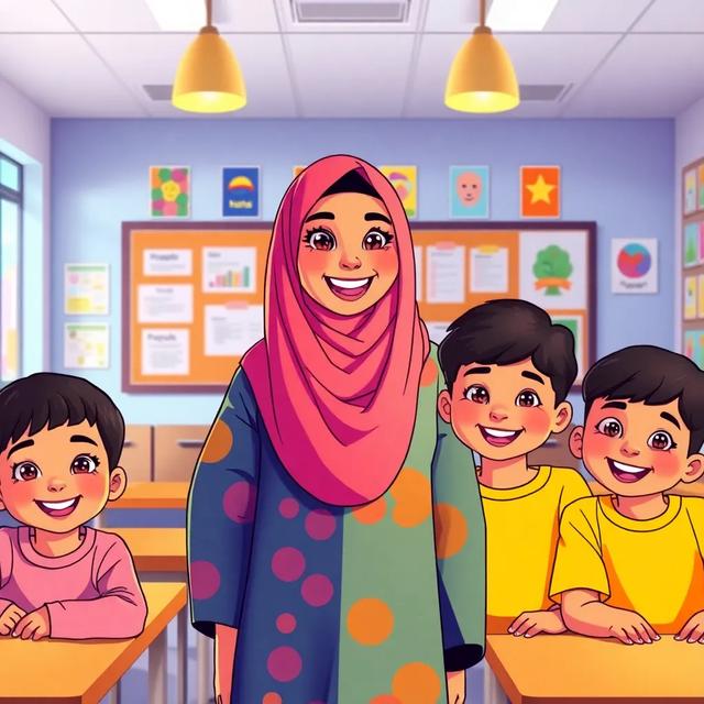 Book cover of the story titled: The Joyful Classroom of Teacher Latifa