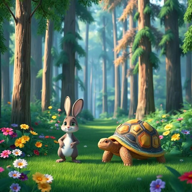 Book cover of the story titled: The Rabbit and the Tortoise