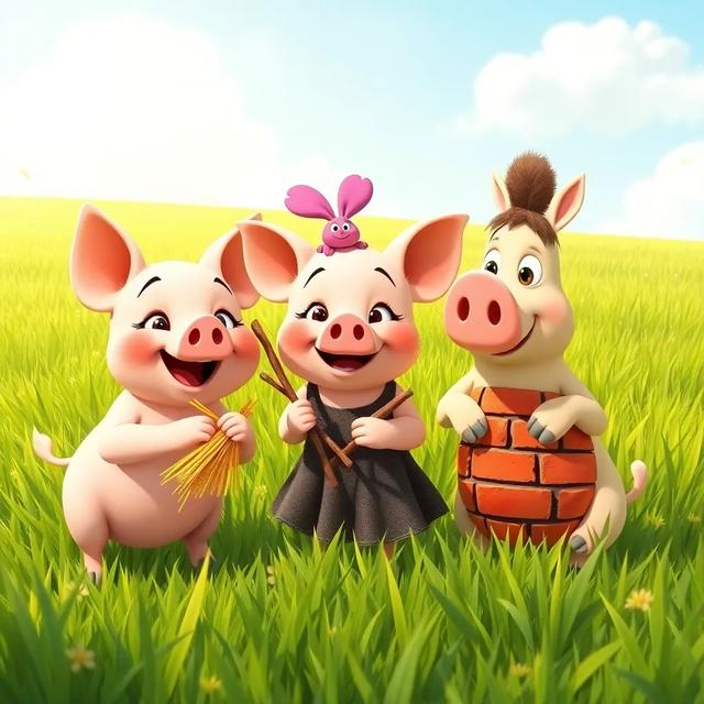 Book cover of the story titled: The Three Little Pigs