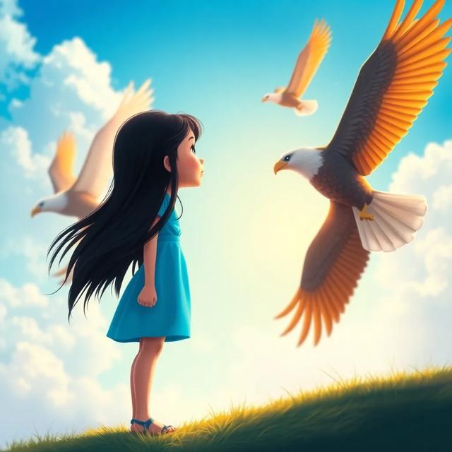 Book cover of the story titled: Una niña puede volar con las águilas